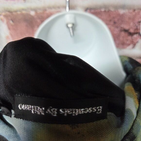 Vintage Essentials Milano Abstract Green Blouse – Women’s M 3/4 Sleeve Top - Picture 7 of 7